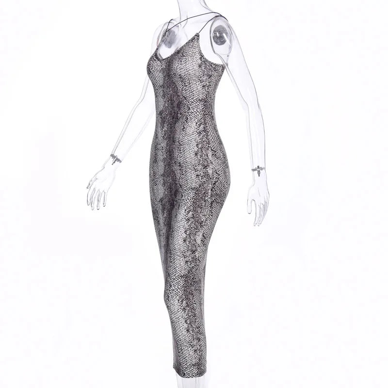 leopard print sleeveless V-neck sexy midi dress spring women fashion streetwear Christmas party outfits