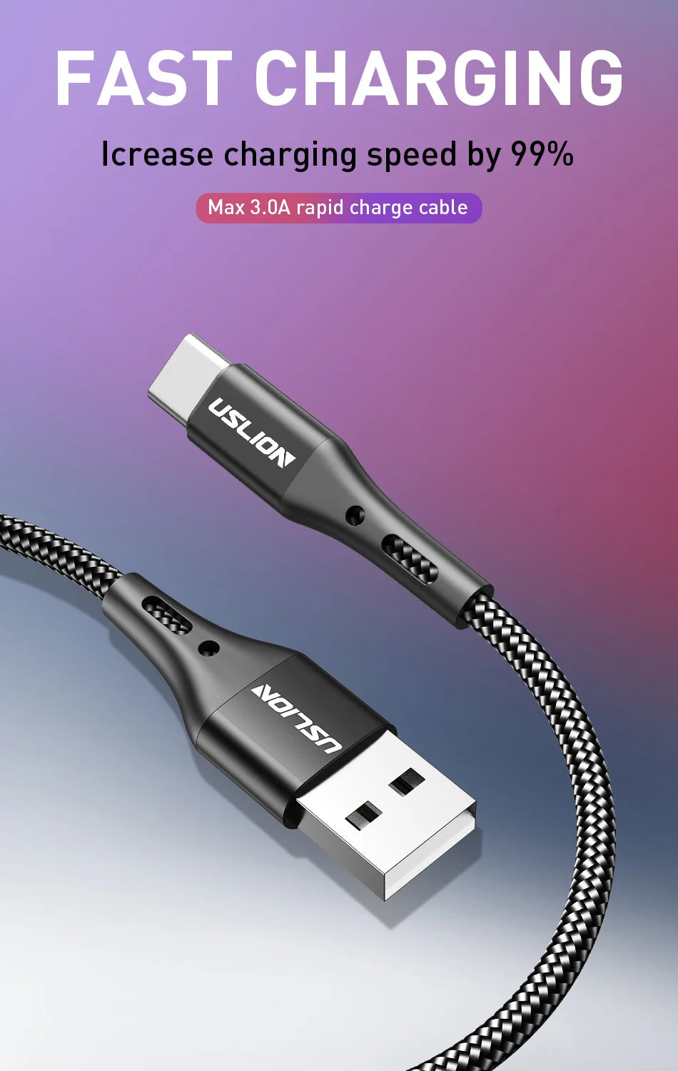 USLION 5A USB Type C Data Cable For Samsung S10 S20 Xiaomi Mi 11 Type C Cable USB C Charger Fast Charging Mobile Phone Chargers