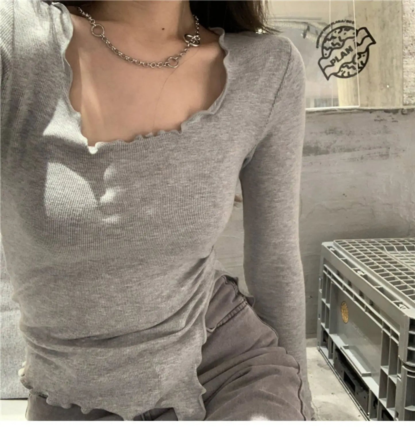 Long Sleeve T-shirts Women Fungus Line Irregular Hem Knitted Slender Autumn Bottoming Tees Chic Fashion Sexy Solid Ulzzang New