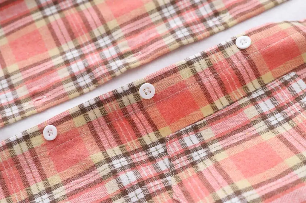 2025 New Fashion Loose Womens Plaid Shirt Fresh College Style Design Blouses And Tops Long Sleeve Casual Female Checked Clothes