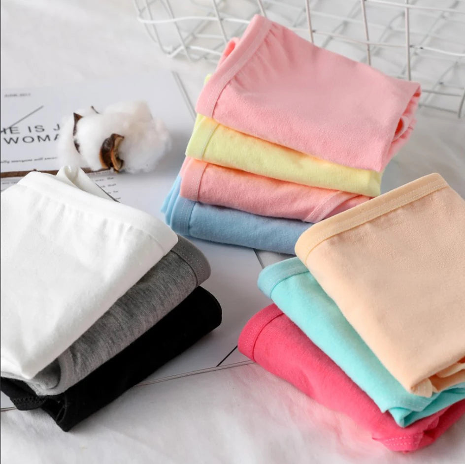 3Pcs/Set Candy Color Underwear Womens Comfortable High-quality Cotton Panties Mid-waist Breathable Underpanties Plus Size Briefs