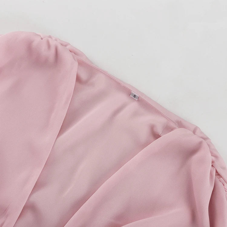 Lace-Up Ruffle Trendy 2025 Elegant Ladies Casual Fashionable Clothing Pink Summer Blouse Femme Women Tops And Blouses