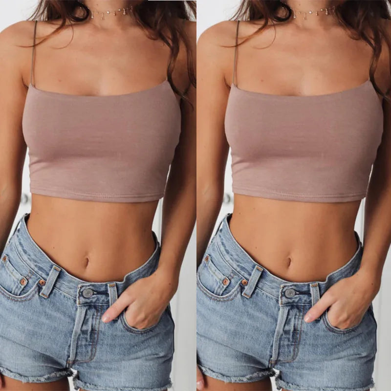 2025 New Fashion Women Sexy Crop Tops Solid Summer Camis Women Casual Tank Tops Vest Sleeveless Crop Tops blusas