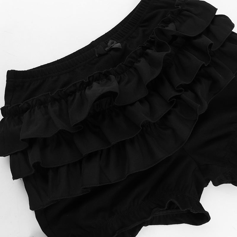 AltGoth Mall Goth Hotsweet Shorts Women Aesthetic Y2k E-girl Cute Sweet Fairycore Grunge Lace Bow Patchwork High Waist Shorts