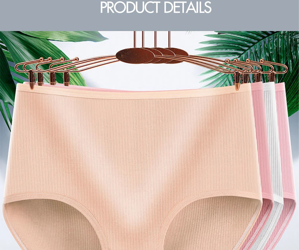 8pcs Women Panties Girl Plus Size Underwear High Waist Briefs Breathable Solid Color Soft Female Lingerie