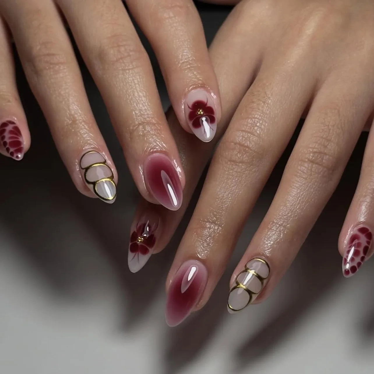 24Pcs False Nails Spicy Girl Silver Bow with Diamond Fake Nails with Glue Almond Press on Nails Black Cool Y2k Almond Nail Set