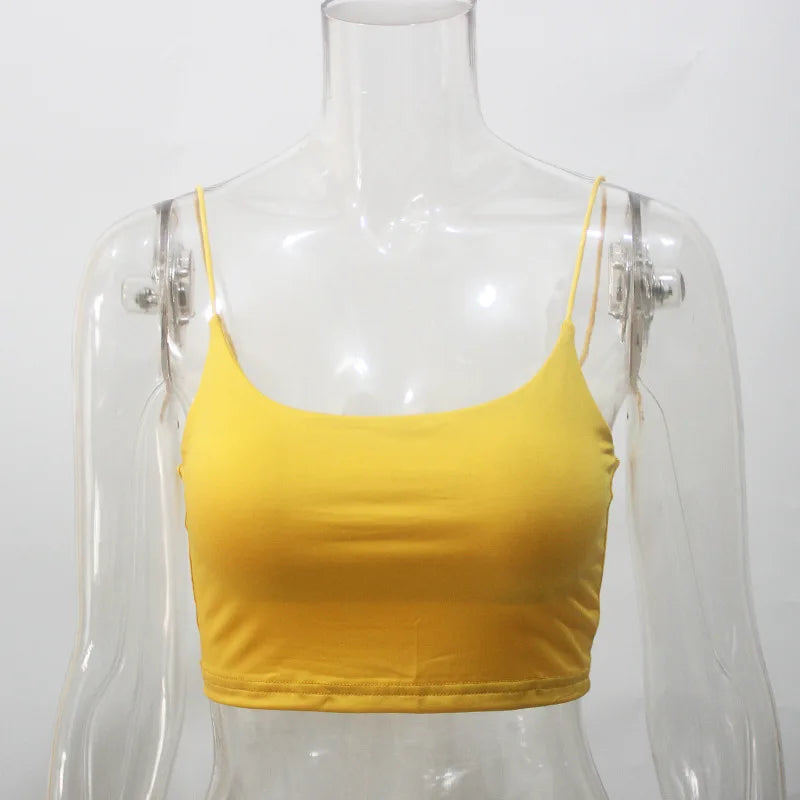 Hot Sale!Women Summer Camisole Crop Tops Sleeveless Slim Sling T-shirt Black White Bottoming Tanks Bra Underwear Vest Tops