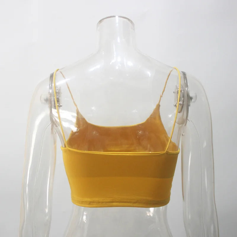 Hot Sale!Women Summer Camisole Crop Tops Sleeveless Slim Sling T-shirt Black White Bottoming Tanks Bra Underwear Vest Tops