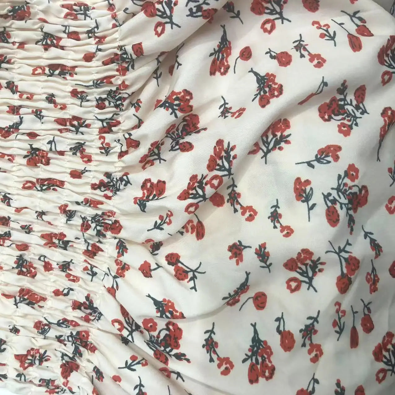 2025 New Spring Summer Dress Women Mini Dresses Female Short Sleeve Elastic Bust Printed Floral Pleated Backless Casual Dress