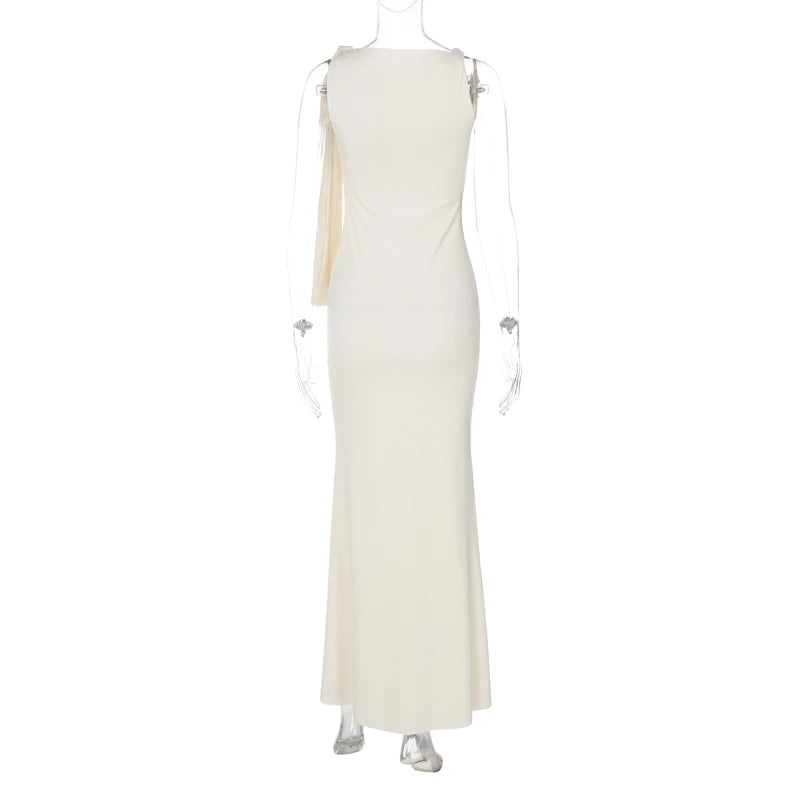 Hugcitar Fashion Solid O Neck Sleeveless Patchwork Sexy Bodycon Maxi Prom Dress Summer Women Clothes Party Festival Club Y2K