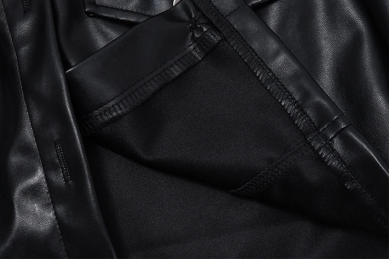 Xeemilo Autumn Faux Leather Short Jacket Y2K Turn-down Collar Fashion Botton Decoration PU Coat 2022 Grunge Street Casual Coats