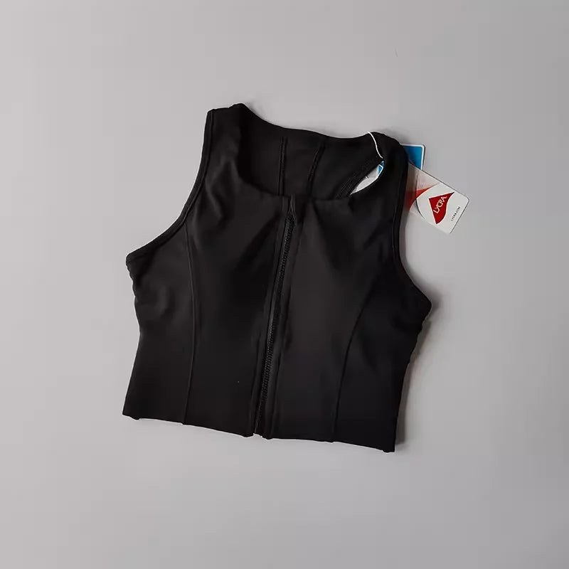 Women's High Impact Sports Bra Top Front Zipper Breathable Shockproof Fitness Vest for Running Gym Wear Yoga Brassiere