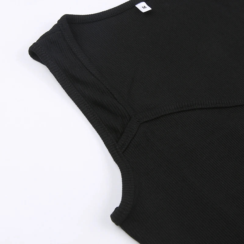 CIBBAR Basic Knit Long Dress Korean Fashion Square Collar Sleeveless Women's Dresses Summer Casual Y2k Vintage All-match Outfits