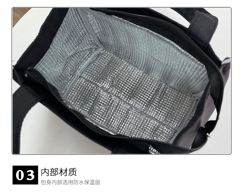 Large Capacity Lunch Bag with Aluminum Foil Insulation for Work, Simple and Practical Top Handle Bag
