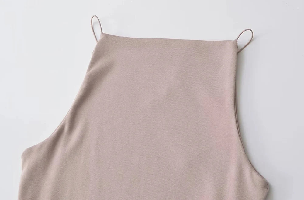 Women's Solid Color Halter Tank Top Sleeveless Vest Thin Straps Camisole Summer Casual Fashion Wear