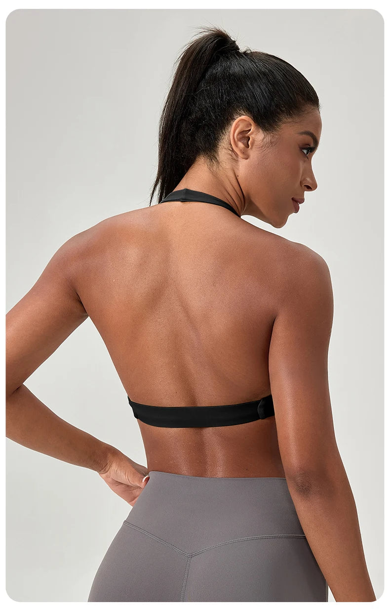 Sports Yoga Bra for Women Halter Neck with Stylish Back Design Sexy Gym Bra for Running Fitness Sports Bras