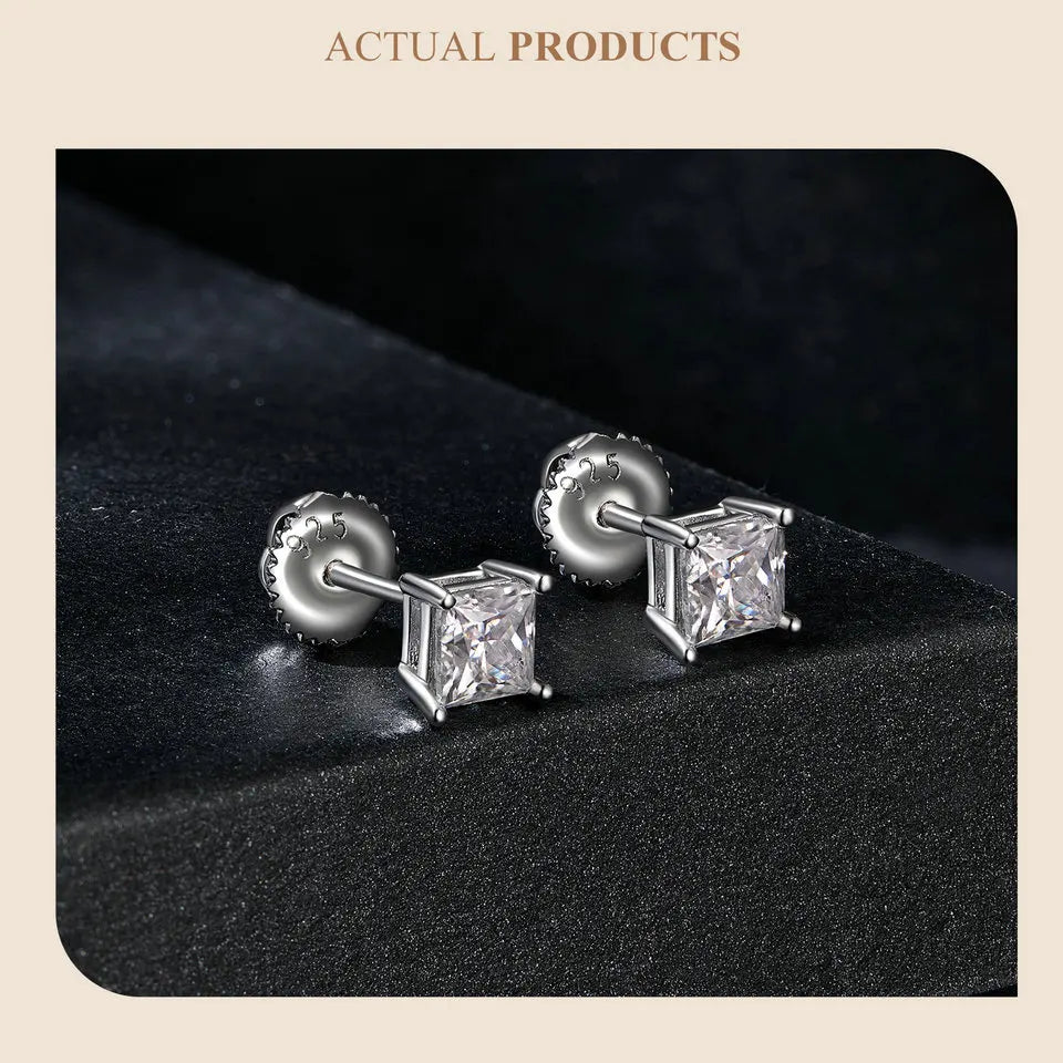 Bamoer 0.5-1ct Moissanite Screw Back Earrings for Women, D Color VVS1 Clarity Lab Created Diamond Earring White Gold Earrings