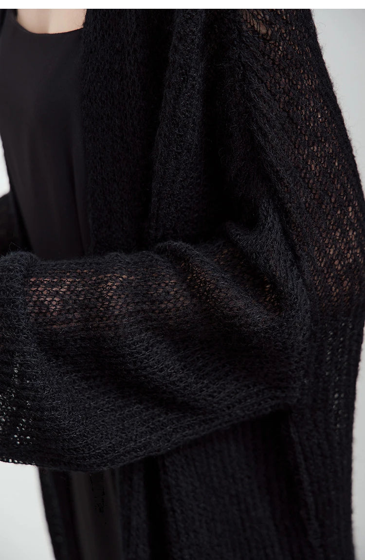 AMII Minimalist Long Sweater Cardigan For Women 2025 Spring New Casual Office Lady Knitted Coats Loose Female Cardigan 12551045