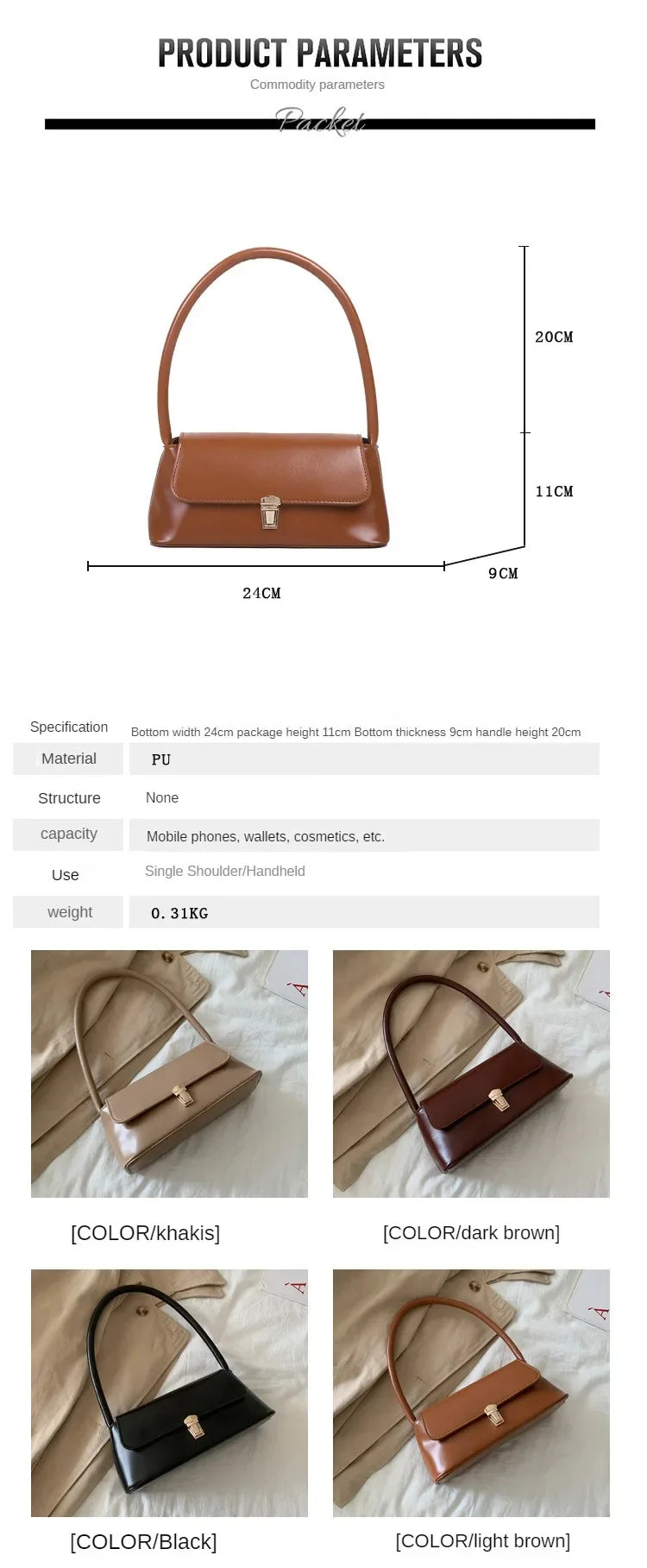 Luxury Brand Crossbody Bags for Women Fashion Design Underarm 2024 Woman Shoulder Bag Female Handbag and Purses Solid Color