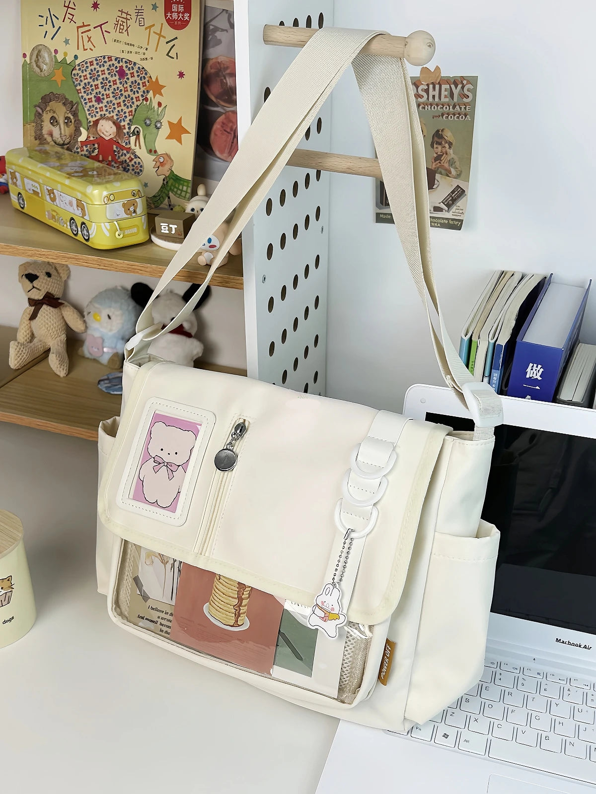 Y2K Japanese Harajuku School Bags for Teenage Girls New 2024 Transparent Itabag Crossbody Bag DIY Badges Display Plate Ita Bag