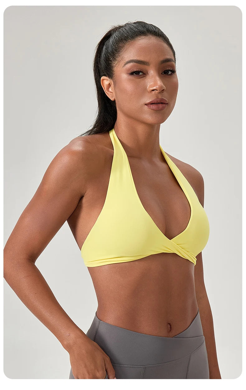 Sports Yoga Bra for Women Halter Neck with Stylish Back Design Sexy Gym Bra for Running Fitness Sports Bras