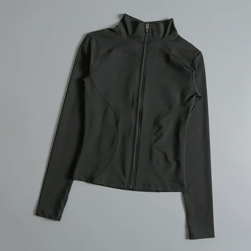 Gym Fitness Zip up Training Running Workout Yoga Cropped Track Sport Jackets for Women