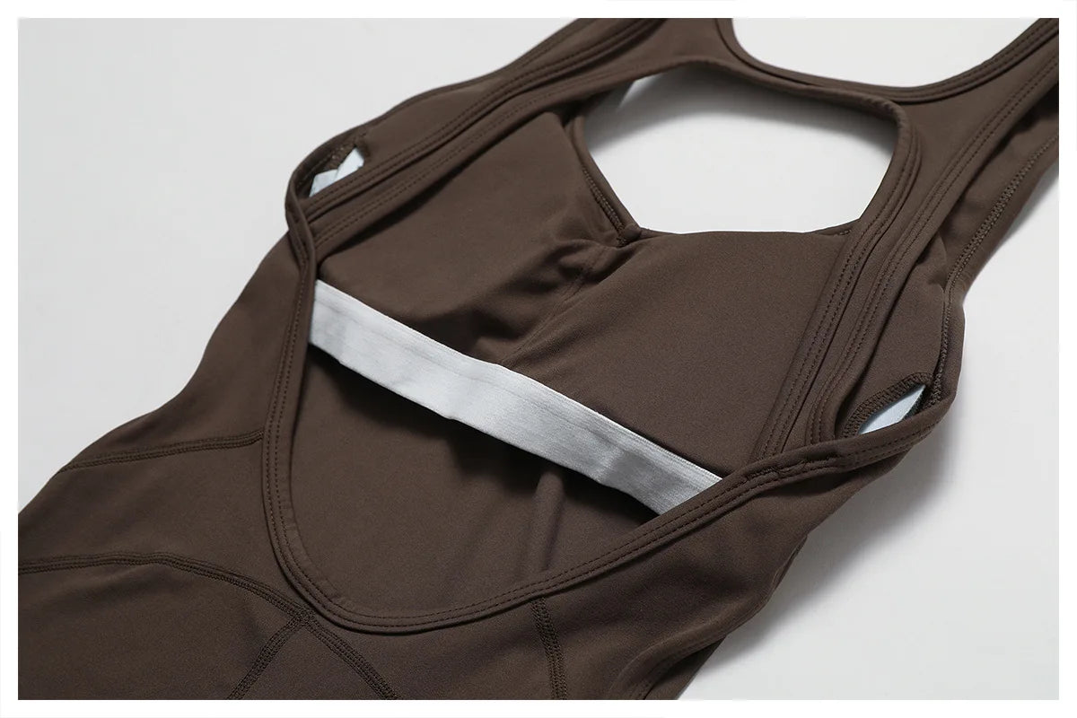 Solid Yoga Jumpsuit One Piece Outfit Fitness Bodysuit Workout Clothes for Women Sportwear Women Buttock lifting Set Activewear