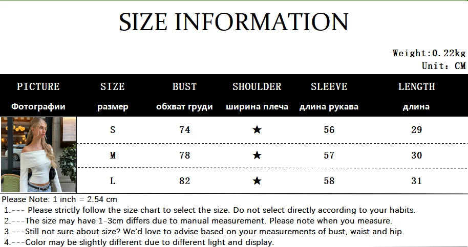 WhereMery Elegant Off Shoulder Ribbed Crop Tops Summer Fashion Casual Solid Skinny Long Sleeve Women's Gentle Y2K Tight T-shirts
