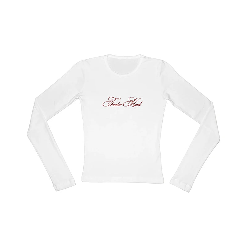 Y2K Emo Girl Gothic Letters Printed Casual Long Sleeve T-Shirt Harajuku Retro Punk Rock Hip Hop Aesthetic Top Women's Streetwear