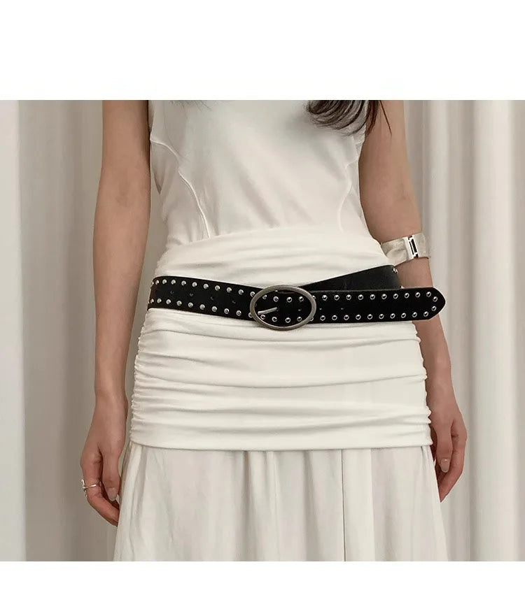 Bohemian Rivet Belt Women 2024 New High-End Design Niche With Dress Y2K Belt Trend