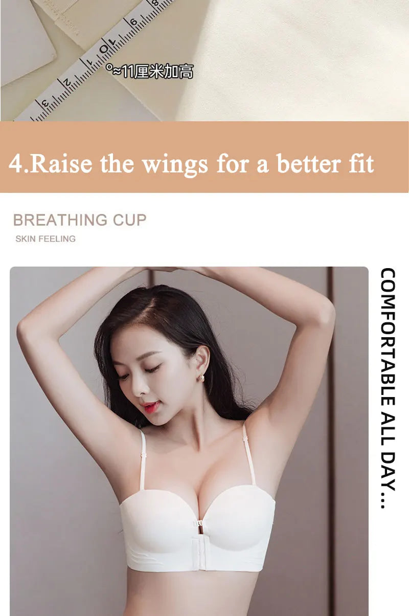 FINETOO Front Closure Sexy Push Up Bra Women Invisible Bras Underwear Lingerie For Female Brassiere Strapless Seamless Bralette