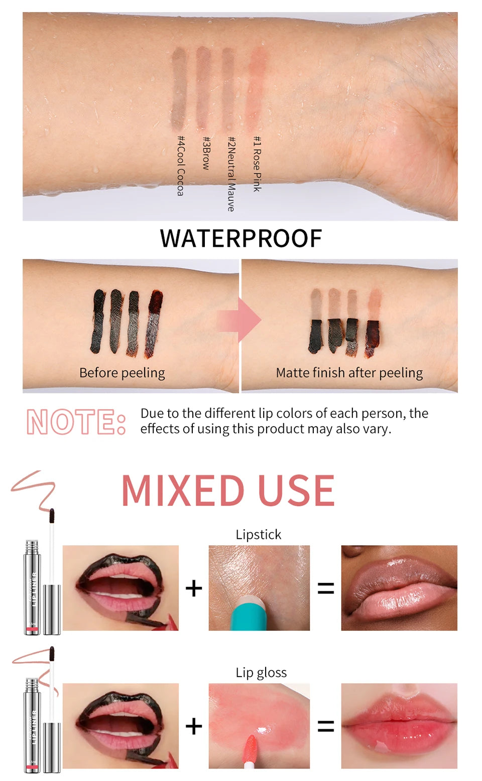 4Color Peel Off Lip Liner Tattoo Waterproof Long Lasting Matte Non-Stick Fading Lip Tint Sexy Red Contour Lips Make Up Cosmetics