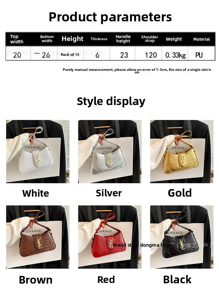 Texture Stone Patterned Armpit Bag 2025 New Simple Single Shoulder Women's Bag Temperament Crossbody Bag Small Fragrance Style