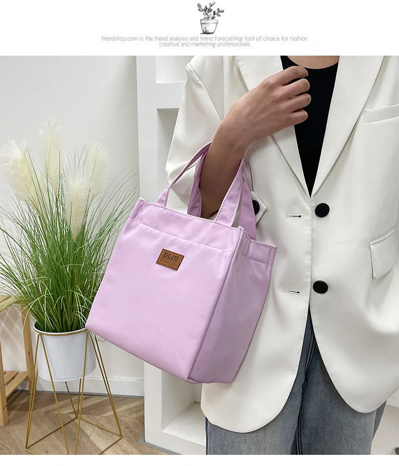 Large Capacity Lunch Bag with Aluminum Foil Insulation for Work, Simple and Practical Top Handle Bag