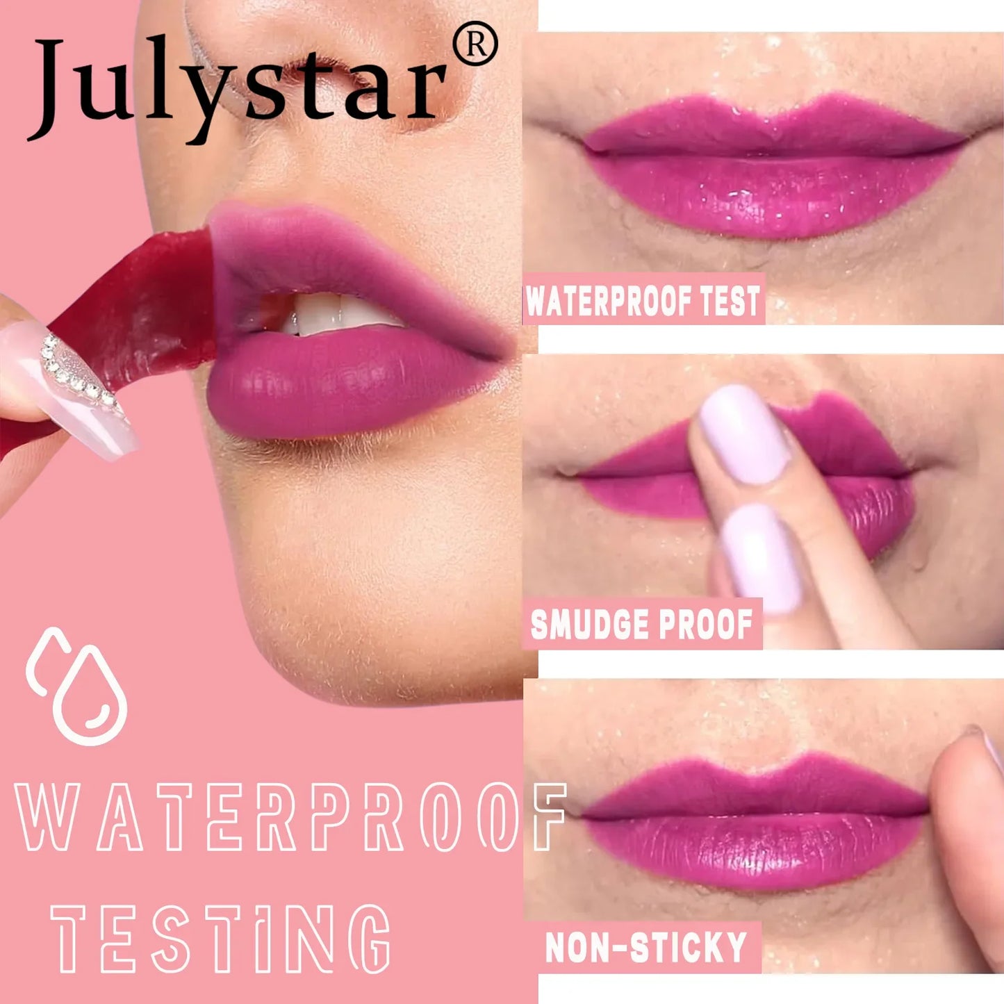 Julystar Peel Off Liquid Lipstick 6 Color Waterproof Lasting Matte Pink Lip Gloss Moisturizer Tear-off Lip Stain Cosmetic Makeup