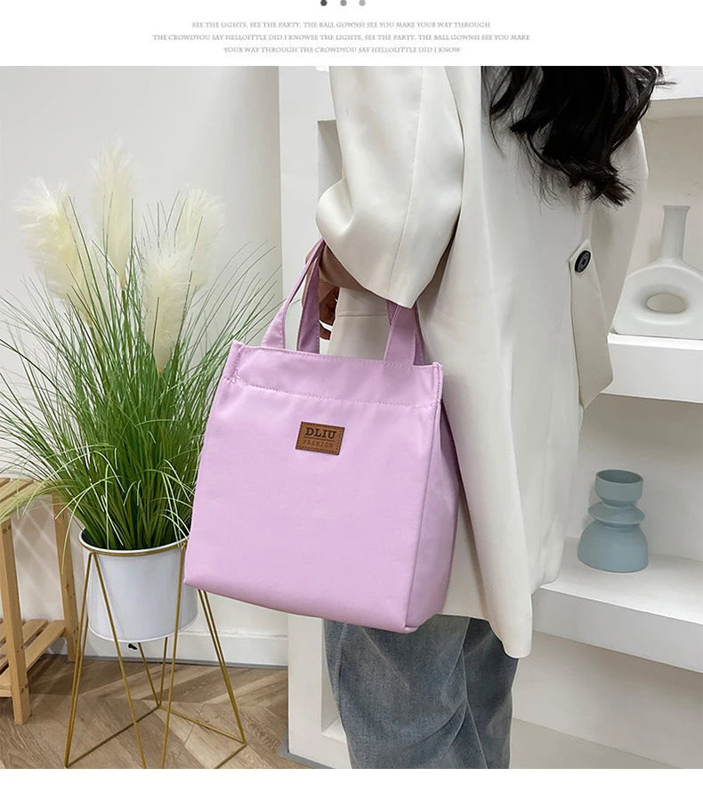 Large Capacity Lunch Bag with Aluminum Foil Insulation for Work, Simple and Practical Top Handle Bag