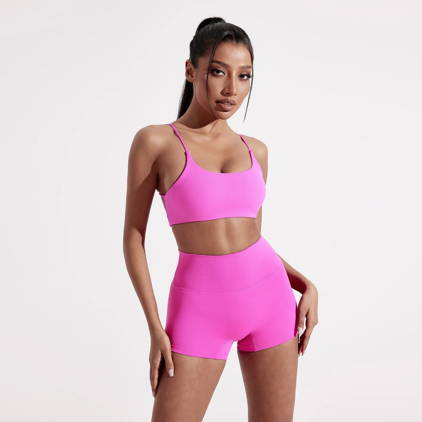 Solid Color Gym Yoga Underwear Women Cross Back Straps Fitness Bra High Strength Tight Sport Top Comprehensive With Chest Pad