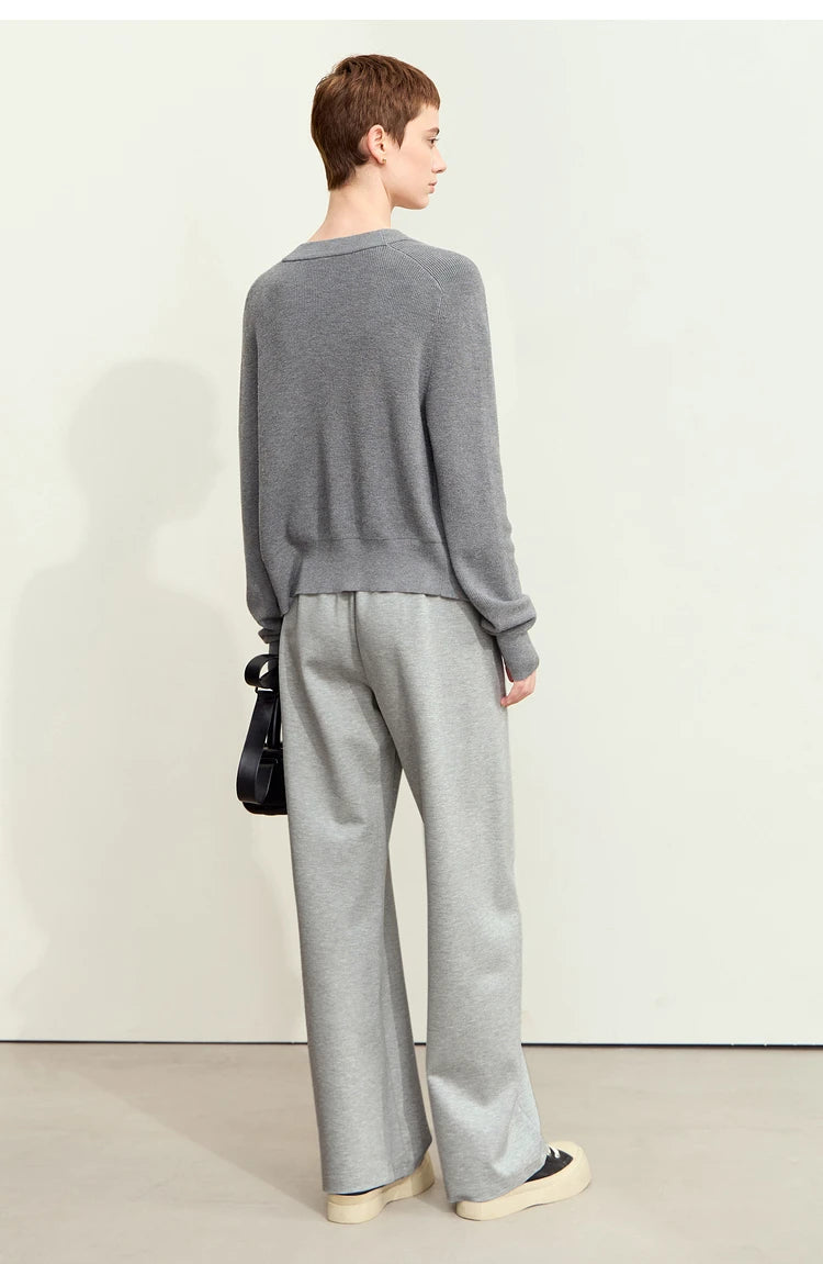 AMII Minimalism Casual Pants for Women 2025 Spring Wide Leg New Loose Vertical Elastic Waist Drawstring Sporty Trousers 12343338