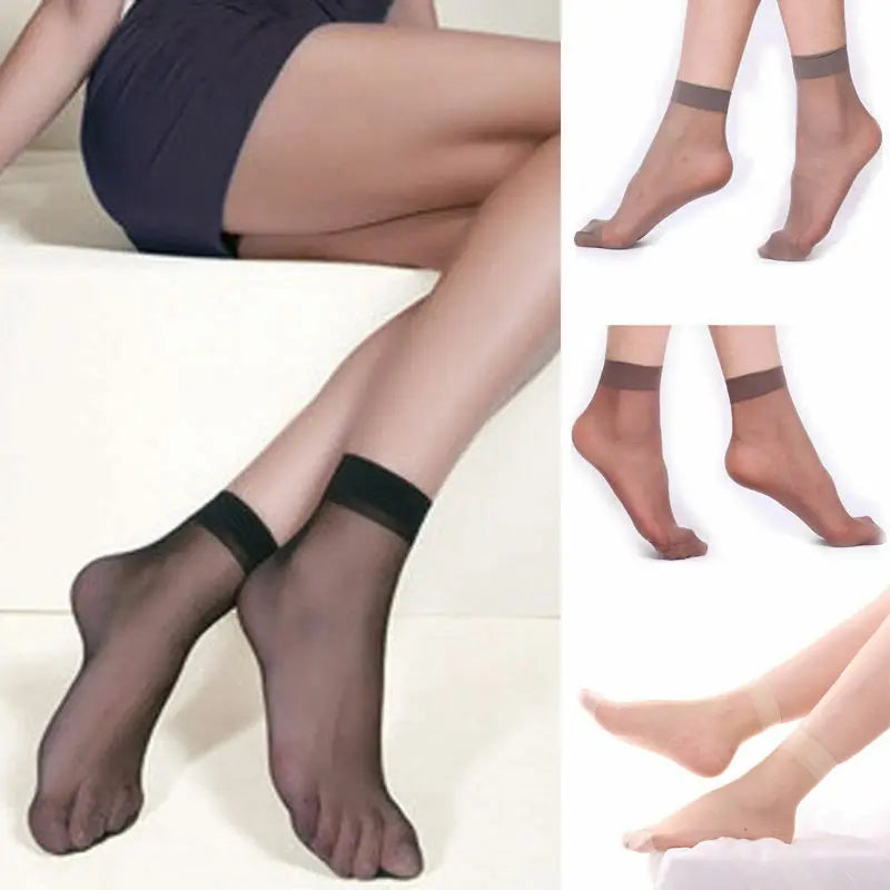 10pairs-50Pairs Transparent Summer Socks Ultrathin Women Nylon Ladies Female Short Ankle Meias Elastic Crystal Spring Silk Sox