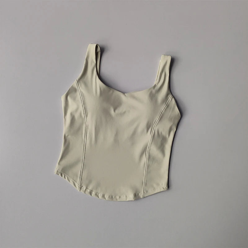 High Strength Back Fitness Tank Top Women's Running Shockproof Sports Bra High Elastic Gathering Nude Yoga Bra for External Wear