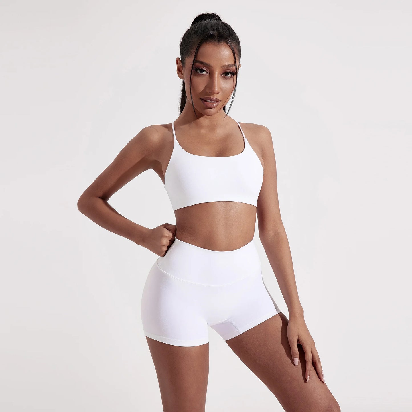 Solid Color Gym Yoga Underwear Women Cross Back Straps Fitness Bra High Strength Tight Sport Top Comprehensive With Chest Pad