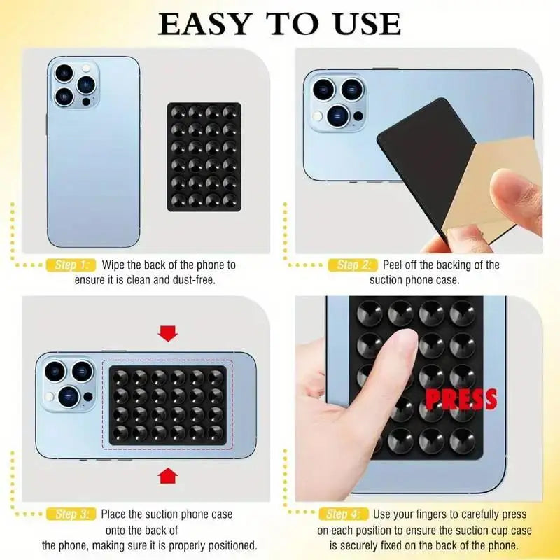 Silicone 24 Suction Phone Holder Multifunctional Suction Cup Mat Wall Stand Anti-Slip Single Sided Case Glue Mount Back Stickers
