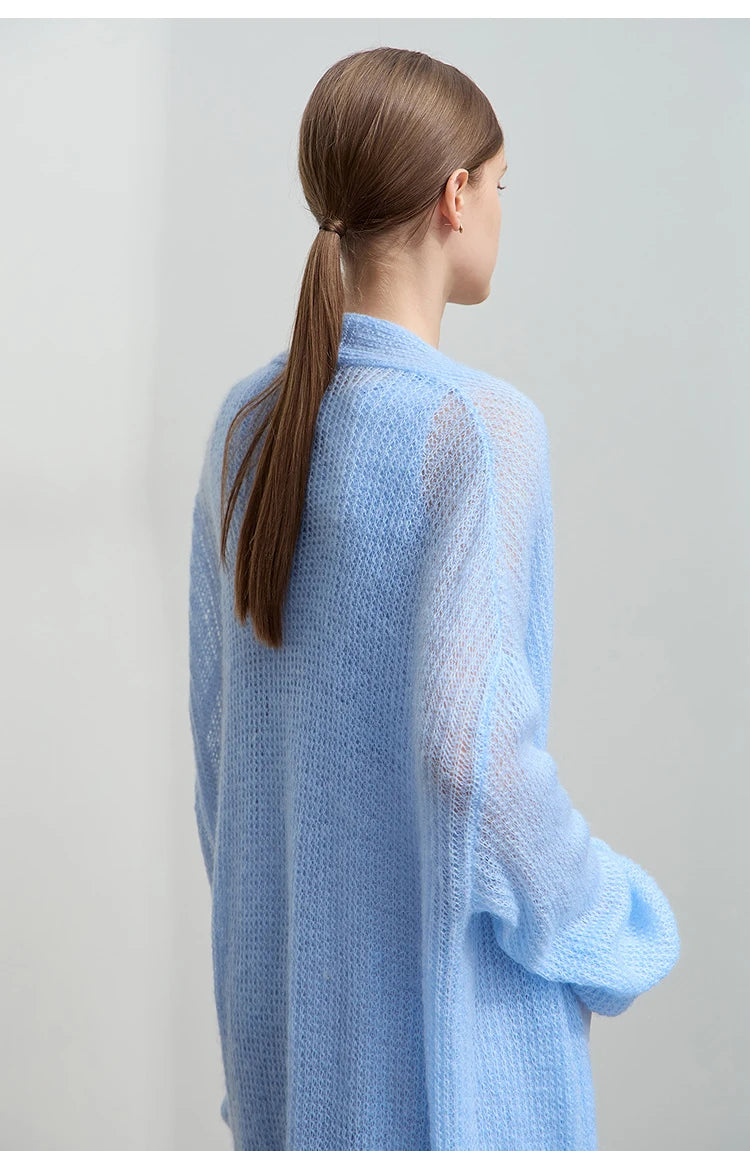 AMII Minimalist Long Sweater Cardigan For Women 2025 Spring New Casual Office Lady Knitted Coats Loose Female Cardigan 12551045