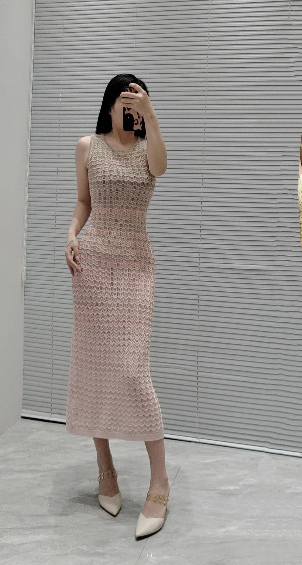 CHUJIE Women's Dress 2025 Spring/Summer New Design Gradually Changes Color, Fashion Elegant Slim Fit Round Neck Sleeveless Dress