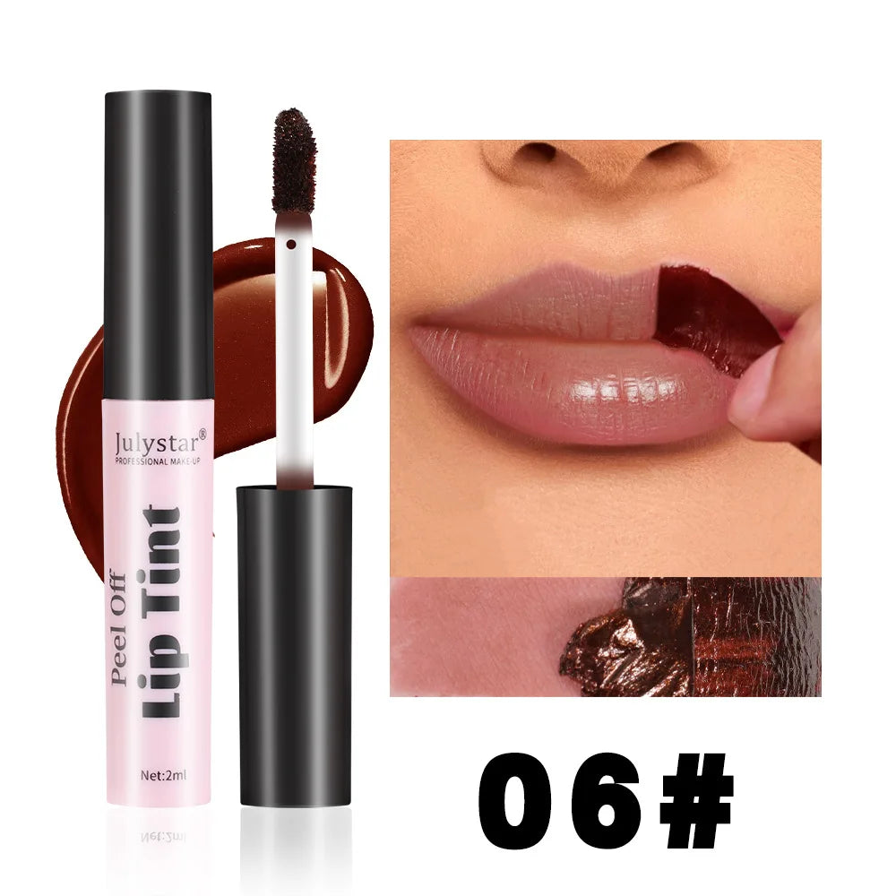 Julystar Peel Off Liquid Lipstick 6 Color Waterproof Lasting Matte Pink Lip Gloss Moisturizer Tear-off Lip Stain Cosmetic Makeup