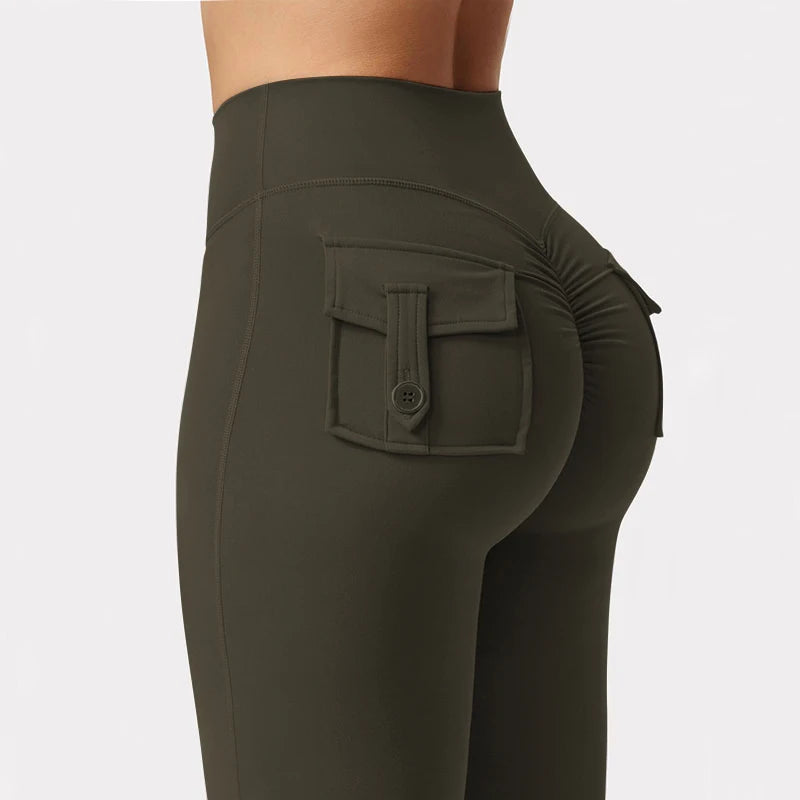 2024 Newest Women Wide Leg High Stretch Yoga Leggings Naked Feeling Compression Fitness Workwear with pockets Yoga Pant 