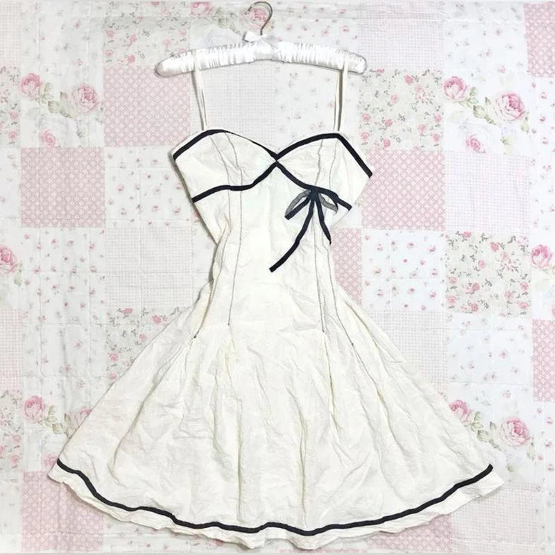 Gothic Harajuku Vintage Y2K Women's Dress Sexy Slim Chic Casual Lace-up Design Halter Neck Dresses Punk Rock Emo Girl Streetwear