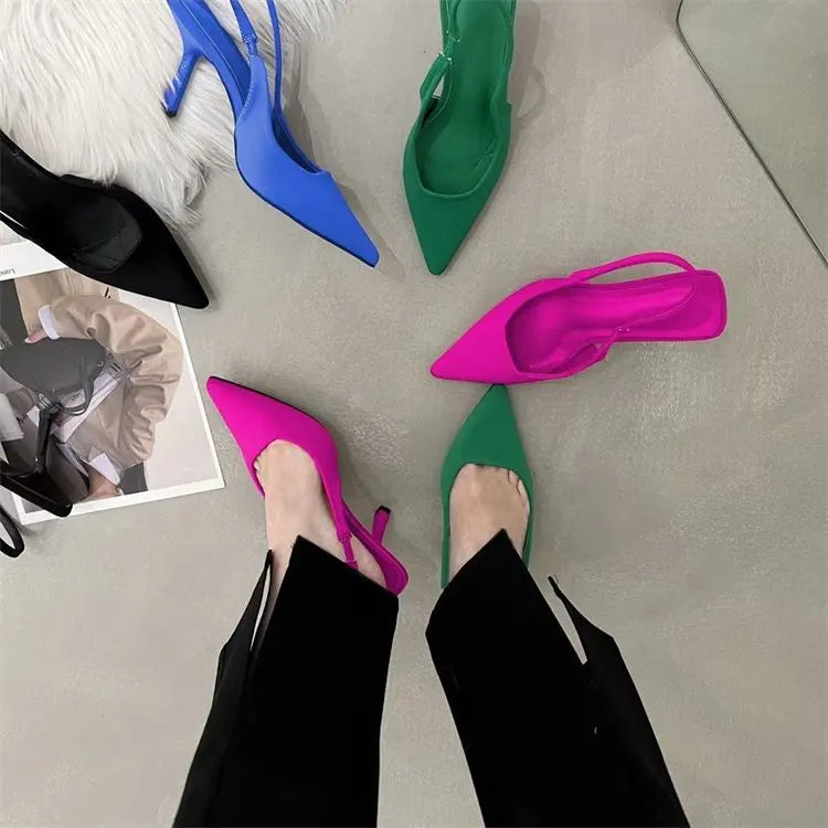 2024 Summer New Europe and The United States Large Size Fashion Pointed Sandals Temperament with French Women's Shoes
