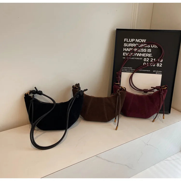 Velvet Material Zipper 2025 High Quality Shoulder Bag Solid Color Simple Fashionable Crossbody Bag Soft Western Style Handbag