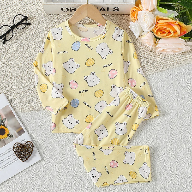 2-piece Summer Children's Comfortable And Versatile Cute Short sleeved Shorts Set For Boys And Girls Casual Home And Outdoor Set